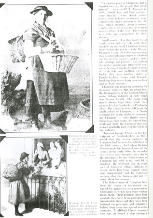 Information about life and work in Llangwm Pembrokeshire � three illustrations showing the reliance of fishing to maintain the village